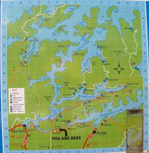 Roadside map of the Queen Charlotte Sound drive